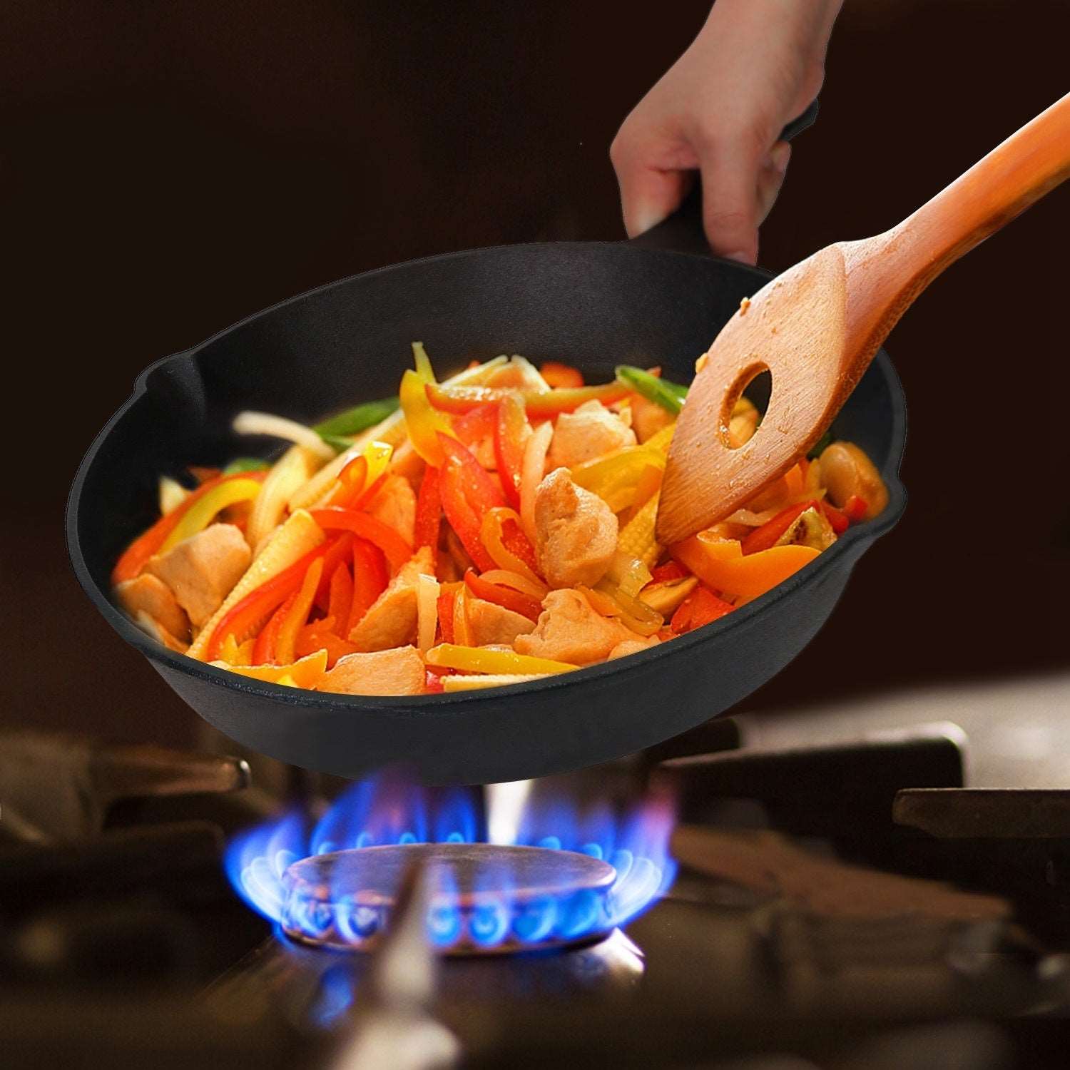 3Pcs Pre-Seasoned Cast Iron Skillet Set 6/8/10in Non-Stick Oven Safe Cookware Heat-Resistant Frying Pan Doba